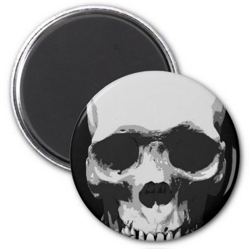 Skull Black  White Pop Art Magnet