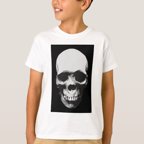 Skull Black  White Pop Art T_Shirt