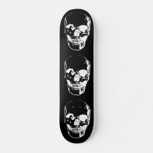 Skull _ Black  White Skateboard