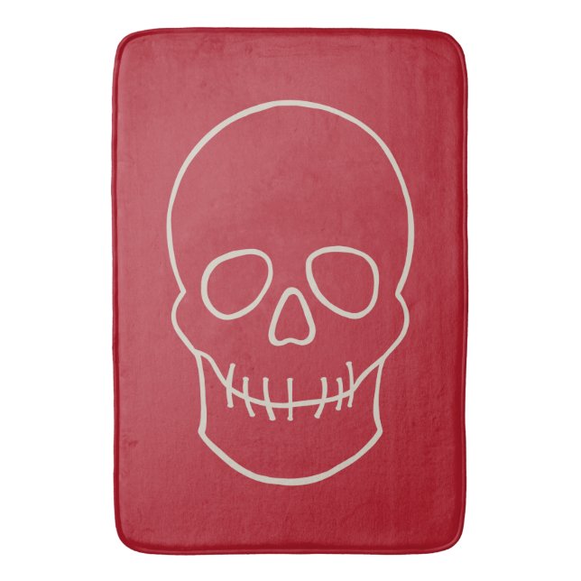 Skull - Blood Red and Bone White Bath Mat (Front Vertical)