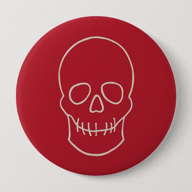 Skull - Blood Red and Bone White Button (Front)