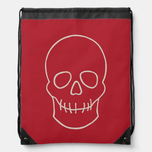 Skull _ Blood Red and Bone White Drawstring Bag