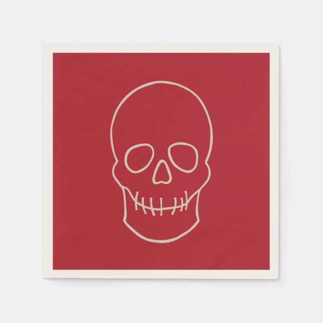 Skull - Blood Red and Bone White Napkins (Front)