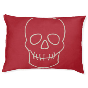 Skull - Blood Red and Bone White Pet Bed