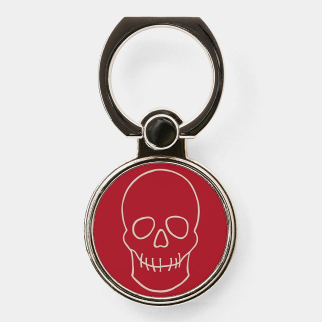 Skull - Blood Red and Bone White Phone Ring Stand (Front)