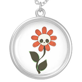 Skull Blossom Silver Plated Necklace