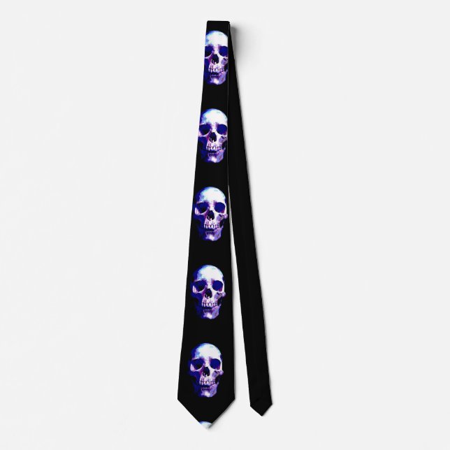 Skull Blue & Black Artwork Neck Tie (Front)