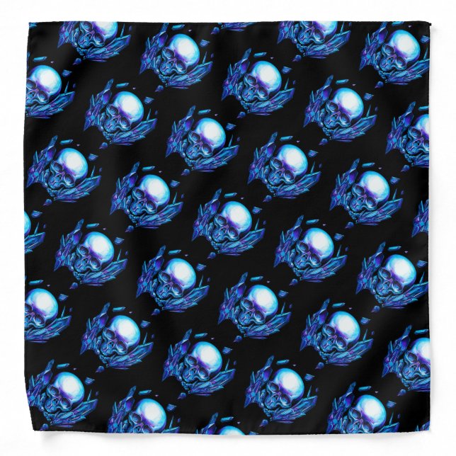 skull Blue chameleon Bandana (Front)