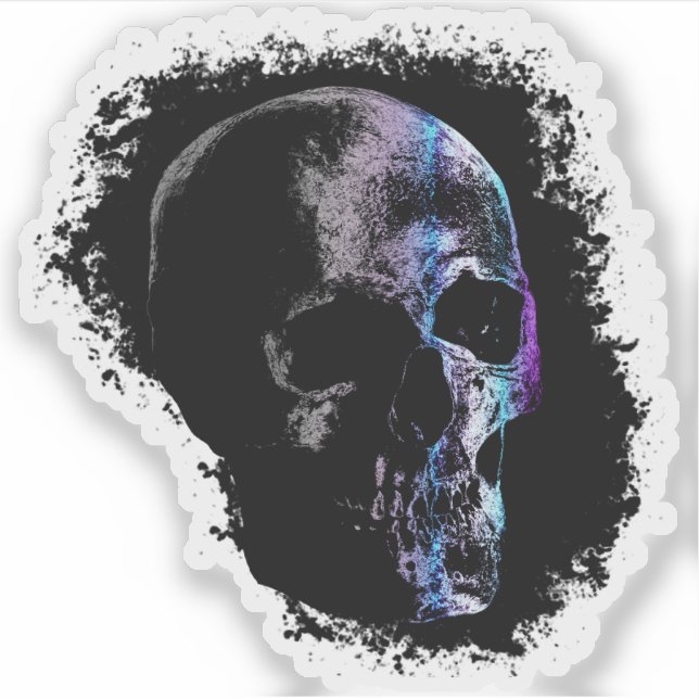 SKULL Blue Purple Sticker (Front)