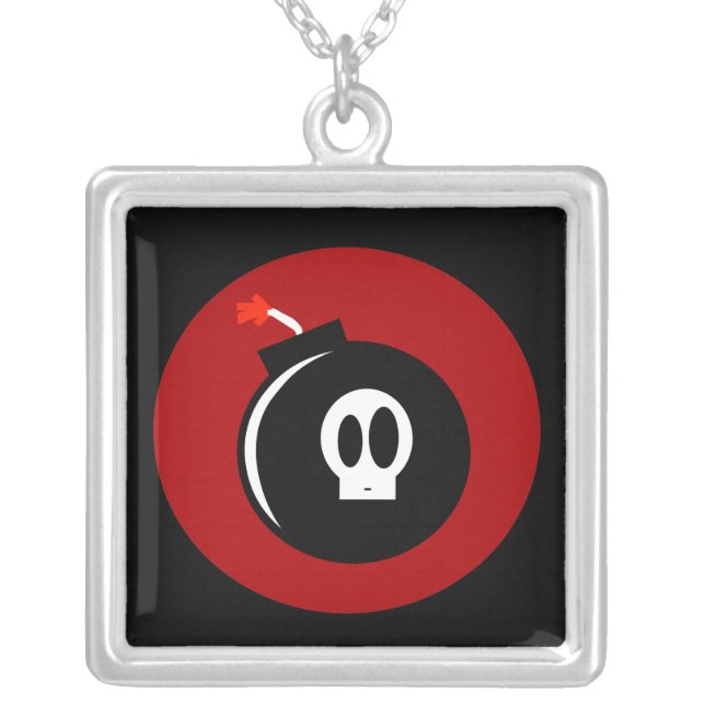 Skull Bomb Silver Plated Necklace (Front)