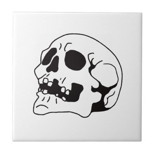Skull Bone Art Ceramic Tile