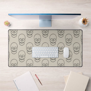 Skull - Bone White and Bat Black Desk Mat