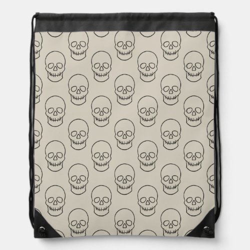 Skull _ Bone White and Bat Black Drawstring Bag