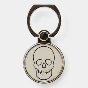 Skull - Bone White and Bat Black Phone Ring Stand