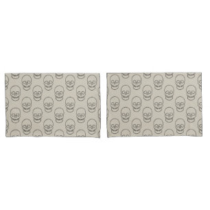 Skull - Bone White and Bat Black Pillow Case
