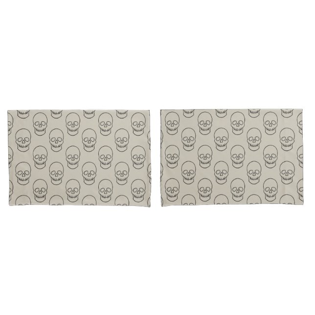 Skull - Bone White and Bat Black Pillow Case (Front-Set)