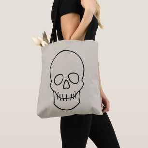Skull - Bone White and Bat Black Tote Bag