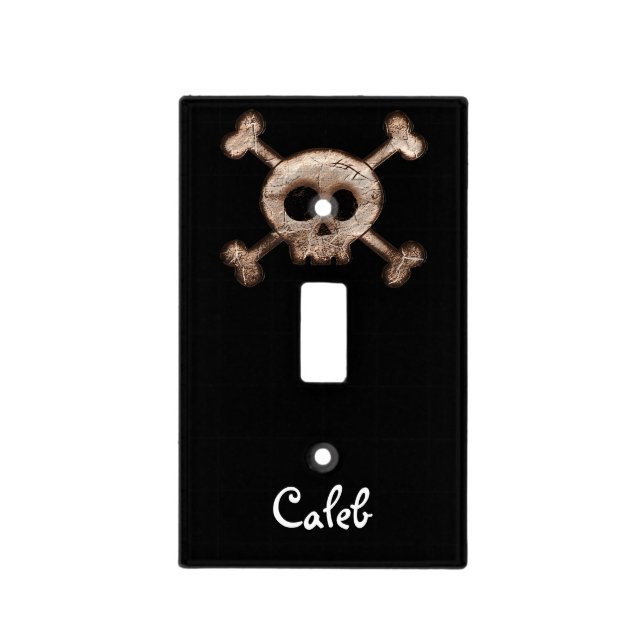 Skull & Bones Black Pirate Light Switch Cover (Front)