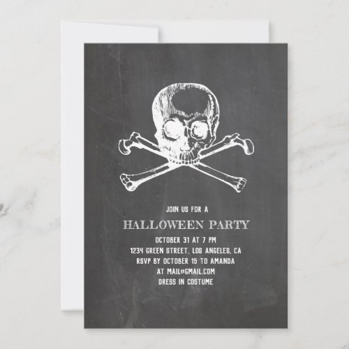 Skull  bones Chalkboard Halloween party Pirate Invitation