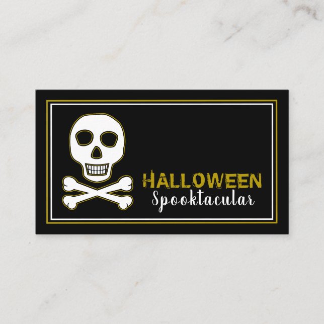 Skull & Bones, Gold Halloween Party Ticket Invite (Front)