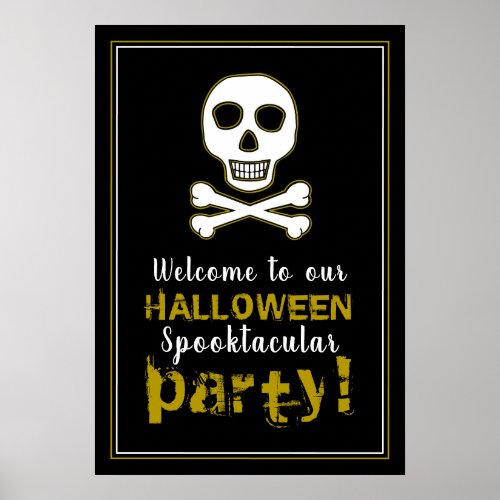 Skull  Bones Gold Halloween Welcome Sign