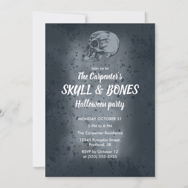Skull & Bones Halloween Invitation (Front)