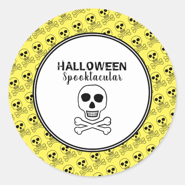 Skull & Bones, Halloween Party Classic Round Sticker (Front)