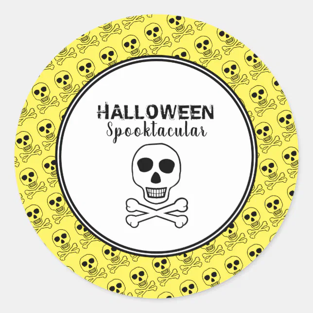 Skull & Bones, Halloween Party Classic Round Sticker | Zazzle