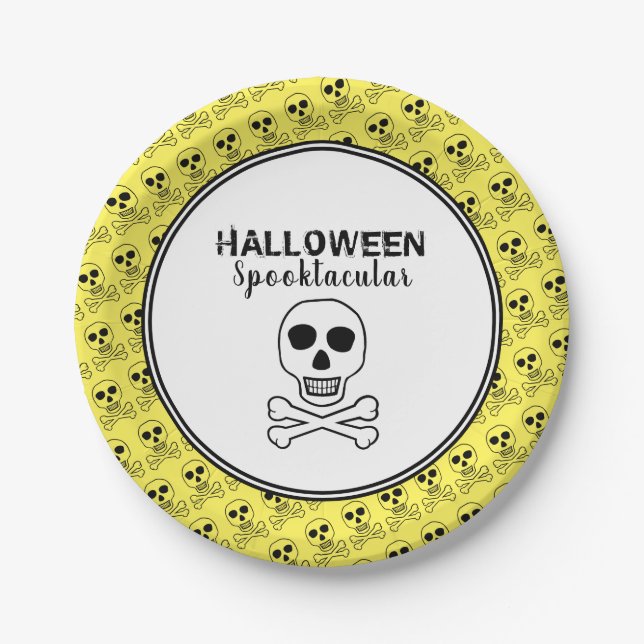 Skull & Bones, Halloween Party Paper Plates (Front)