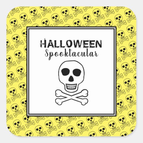 Skull  Bones Halloween Party Square Sticker