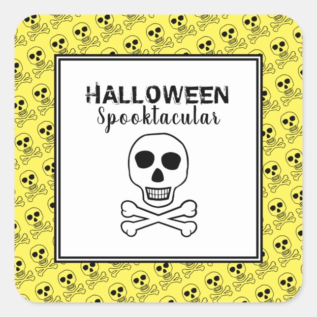 Skull & Bones, Halloween Party Square Sticker (Front)