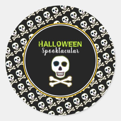 Skull  Bones Neon Halloween Party Classic Round Sticker