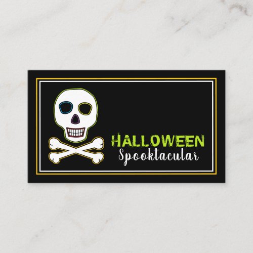 Skull  Bones Neon Halloween Party Ticket Invite