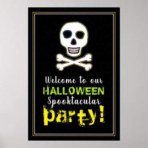 Skull  Bones Neon Halloween Welcome Sign