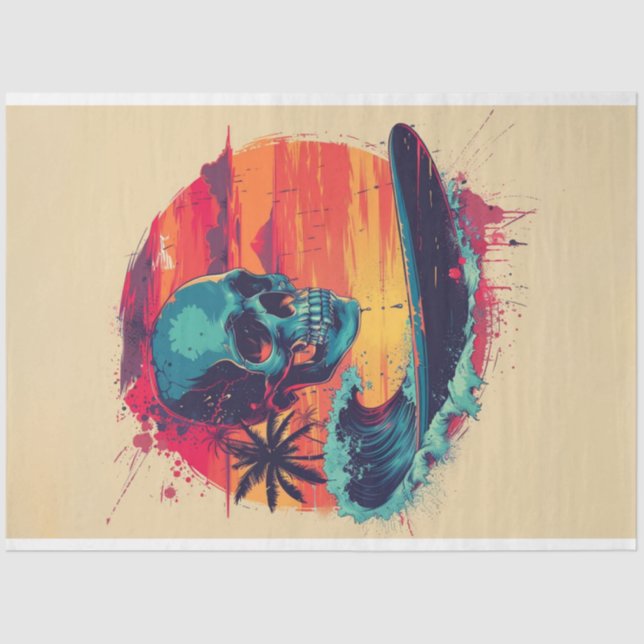 Skull Bones Surf Ride #3 Decoupage Tissue Paper (Front)