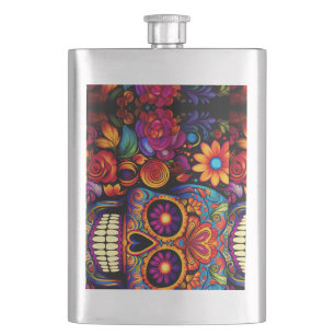 skull, bony, skeleton, bones flask