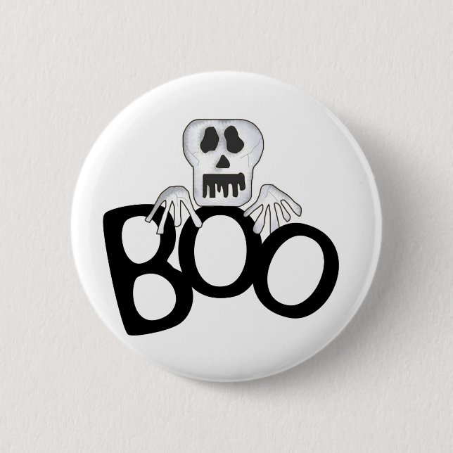 Skull Boo Pinback Button (Front)