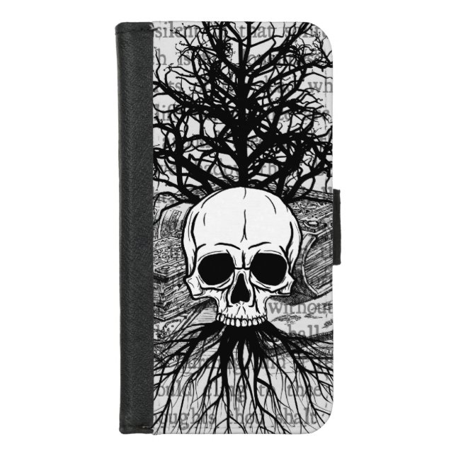 Skull & Books iPhone Wallet Case (Front)