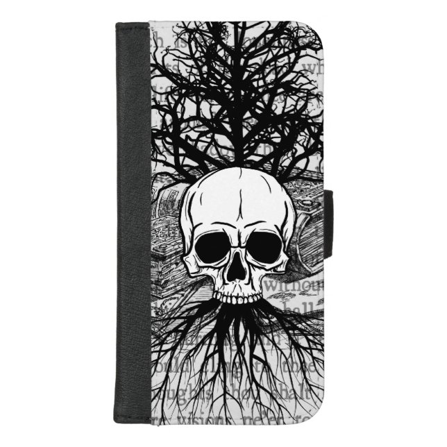 Skull & Books iPhone Wallet Case (Front)