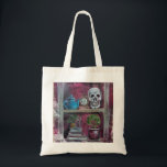 Skull Bookshelf Tote Bag<br><div class="desc">Painted bookshelf with a skull and a teapot</div>