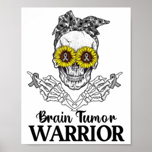 Skull Brain Tumor Warrior Grey S Cancer Awareness Poster