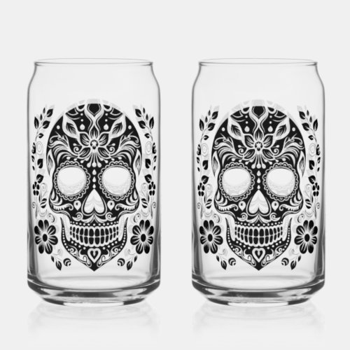 Skull Bridal Favor Day of the dead customized  Can Glass