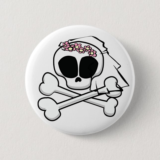 Skull Bride Gifts Button (Front)