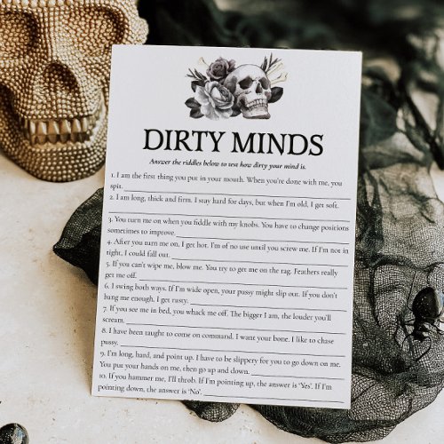 Skull Bride or Die Bachelorette Game Dirty Minds Invitation