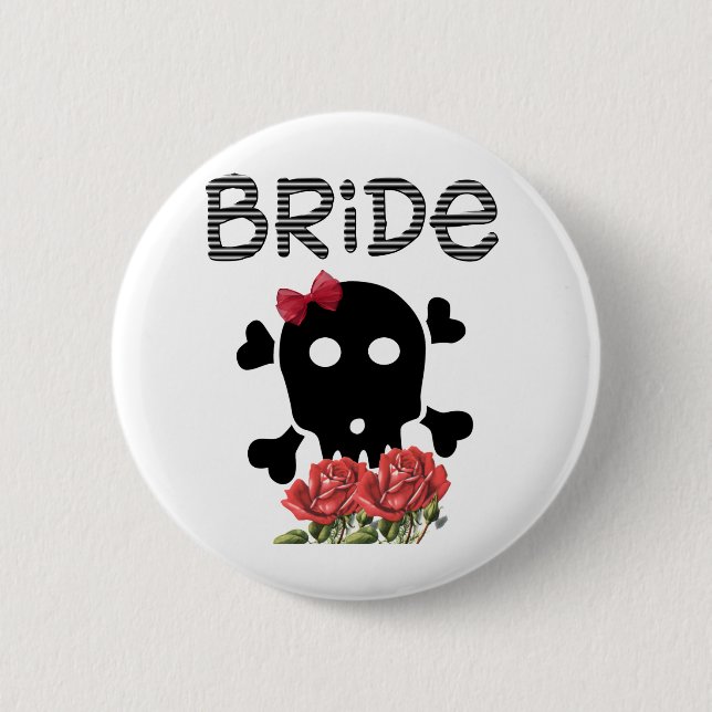 Skull Bride Pinback Button (Front)