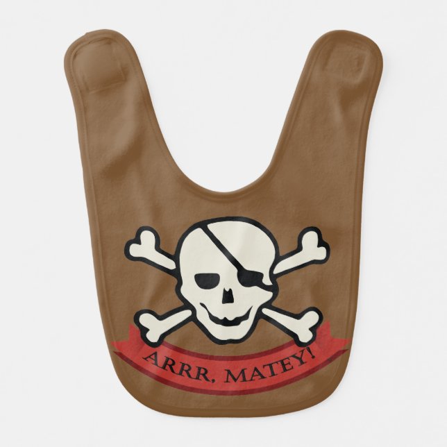 Skull - Brown Baby Bib (Front)