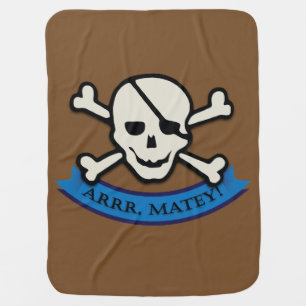 Skull - Brown Baby Blanket
