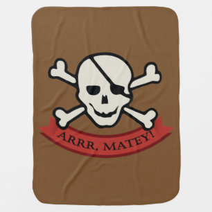 Skull - Brown Baby Blanket