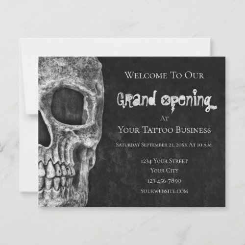 Skull Budget Grand Opening Black White Tattoo Shop
