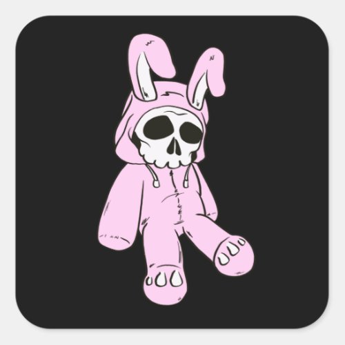 Skull Bunny Pink Dead Bunny Costume Skeleton Square Sticker
